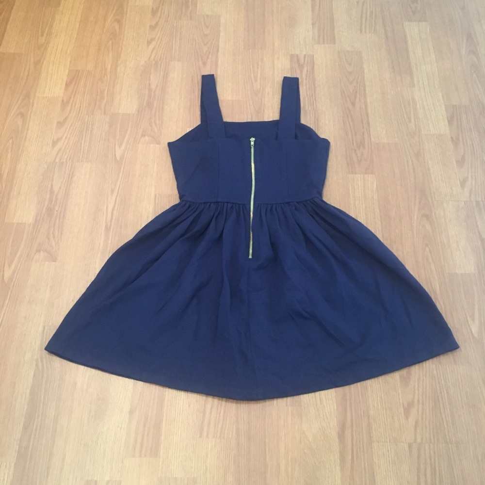 Aqua Tank Dress Pleated Exposed Zipper - Picture 3 of 5
